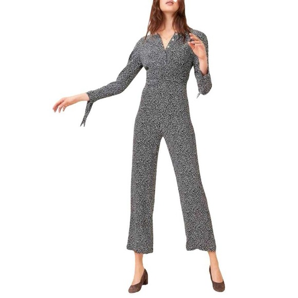 Rouje Wanda Jumpsuit In Black & White Micro Floral - Picture 3 of 15